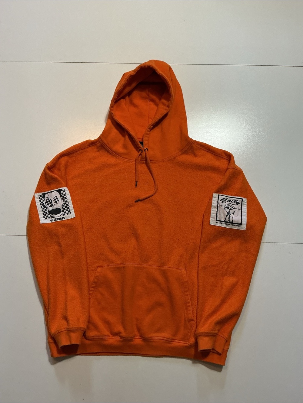 Pleasures Unity As One Stand Together Patch Orange Fleece Pullover Hoodie